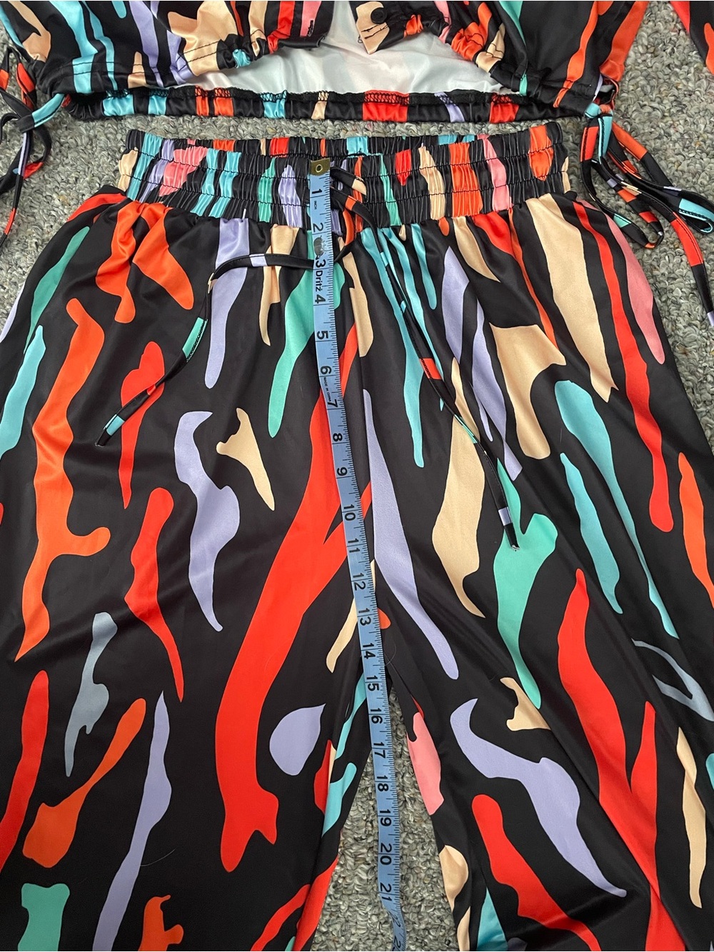 Colorful Abstract Print Wide-Leg Two Piece Matching Set - Picture 4 of 10